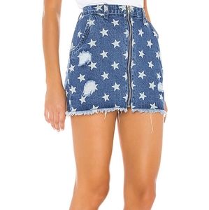 Superdown denim star mini skirt medium wash